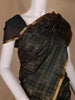 Deep Bottle Green Small Checked Peacock Motif Kanchipuram Silk Saree - Diadem