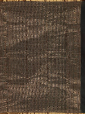 Deep Bottle Green Small Checked Peacock Motif Kanchipuram Silk Saree - Diadem