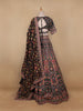 Black Floral Embroidered Semi Silk Lehenga for Brides - Diadem