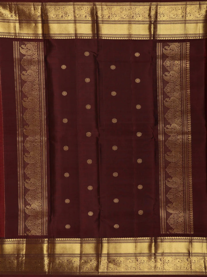 Red Peacock Woven Pure Kanchipuram Silk Saree - Diadem