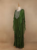 Green Floral Printed IndoWestern Crepe Gown - Diadem