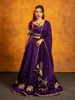 Dark Purple Floral Embroidered Raw Silk Bridesmaid Lehenga