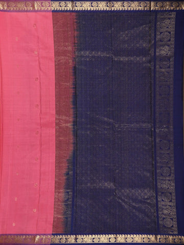 Light Pink Pure Kanchipuram Silk Saree with Small Butta Motif With Small Zari Work Border - Diadem