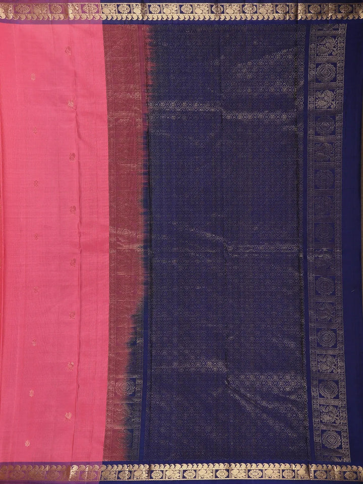 Light Pink Pure Kanchipuram Silk Saree with Small Butta Motif With Small Zari Work Border - Diadem