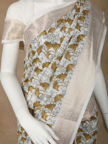 White Floral Designed Cotton Saree - Diadem