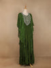 Green Floral Printed IndoWestern Crepe Gown - Diadem
