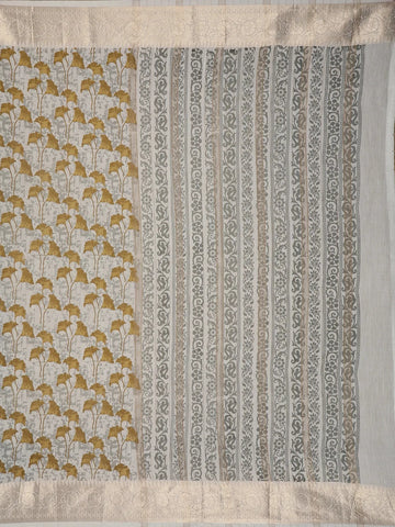 White Floral Designed Cotton Saree - Diadem