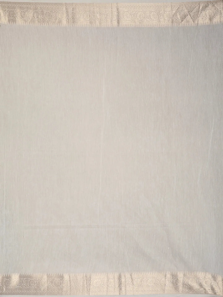 White Floral Designed Cotton Saree - Diadem