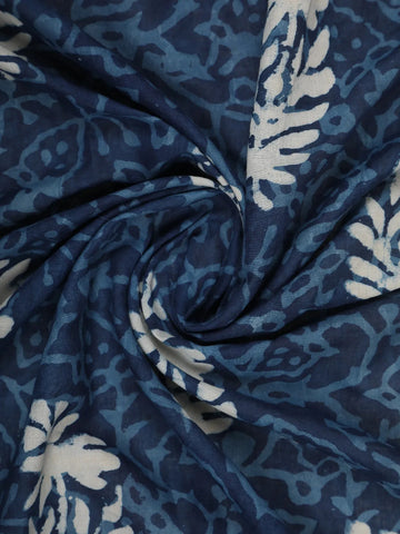 Blue Floral Designed Cotton Saree - Diadem