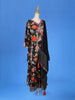 Black Cotton Sharara Salwar Suit for Girls Adorned with Floral Embroidery and Printed Designs Paired with Dupatta