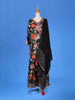 Black Cotton Sharara Salwar Suit for Girls Adorned with Floral Embroidery and Printed Designs Paired with Dupatta