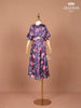 Purple Satin Palazzo Salwar Suit Pant and Kaftan Top Adorned with Floral Prints - Diadem