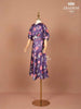 Purple Satin Palazzo Salwar Suit Pant and Kaftan Top Adorned with Floral Prints - Diadem
