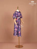 Purple Satin Palazzo Salwar Suit Pant and Kaftan Top Adorned with Floral Prints - Diadem