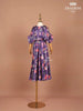 Purple Satin Palazzo Salwar Suit Pant and Kaftan Top Adorned with Floral Prints - Diadem