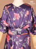 Purple Satin Palazzo Salwar Suit Pant and Kaftan Top Adorned with Floral Prints - Diadem
