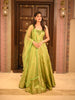 Leaf Green Floral Zari Woven Design Banarasi Silk Bridesmaid Lehenga with Dupatta
