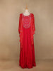 Pink Floral Embroidery IndoWestern Crepe Gown