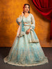 Sky Blue Floral Embroidered Net Lehenga for Bridesmaids