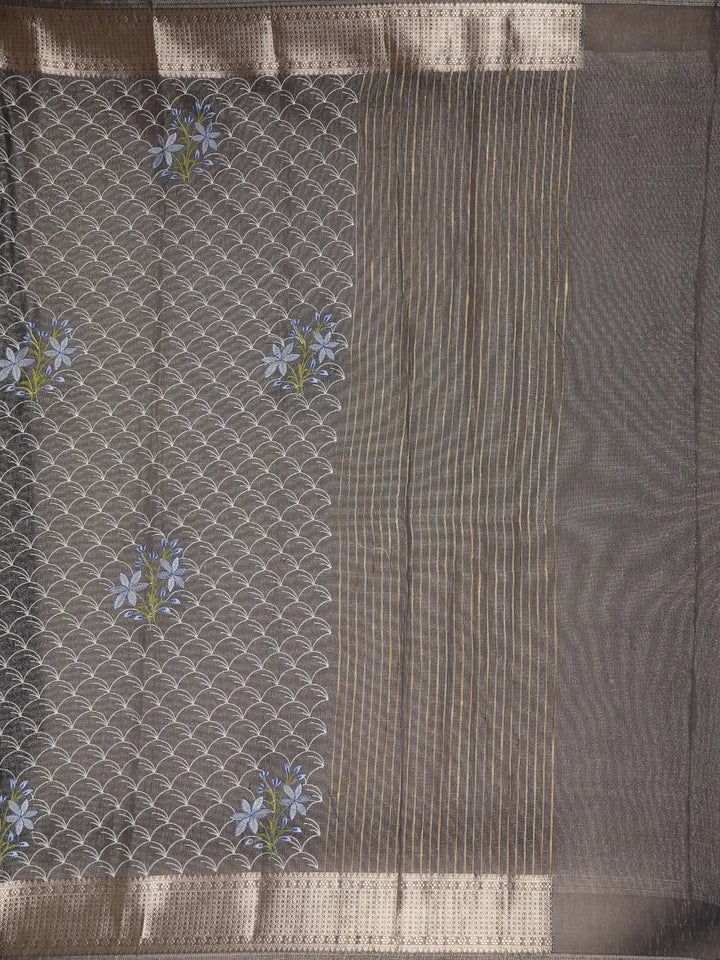 Grey Scallop Designed Cotton Casual Saree - Diadem