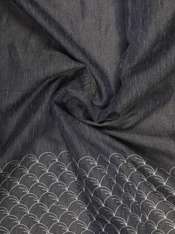 Grey Scallop Designed Cotton Casual Saree - Diadem