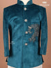 Teal Velvet Indo-Western Sherwani Set with Embroidery - Diadem