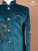 Teal Velvet Indo-Western Sherwani Set with Embroidery - Diadem