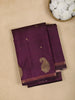 Dark Purple Paisley Motif Pure Kanchipuram Silk Saree - Diadem