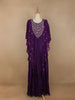 Violet Floral Embroidery IndoWestern Crepe Gown - Diadem