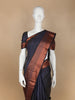 Dark Grey Solid Raw Silk Fancy Saree