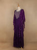 Violet Floral Embroidery IndoWestern Crepe Gown - Diadem