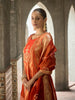 Rust Orange Floral Embroidered Tissue Silk Anarkali Salwar Suit