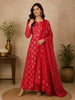 Red Floral Designed Cotton Salwar Suit