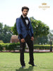 Royal Blue Jacquard 3-Piece Suit with Blazer Coat - Diadem