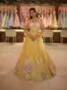 Soft Lime Yellow Heavy Sequins and Beads Embroidered Design Net Lehenga With Dupatta