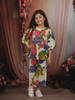 Multicolor Floral Printed Design Cotton Kids Fancy Wear Co-Ord Set