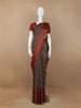Dark Grey Floral Designed Chanderi Cotton Saree