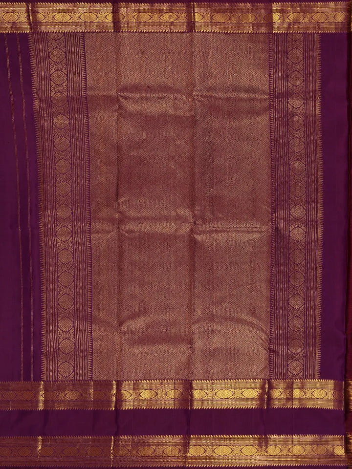 Purple Peacock Motifs Pure Kanchipuram Silk Saree - Diadem