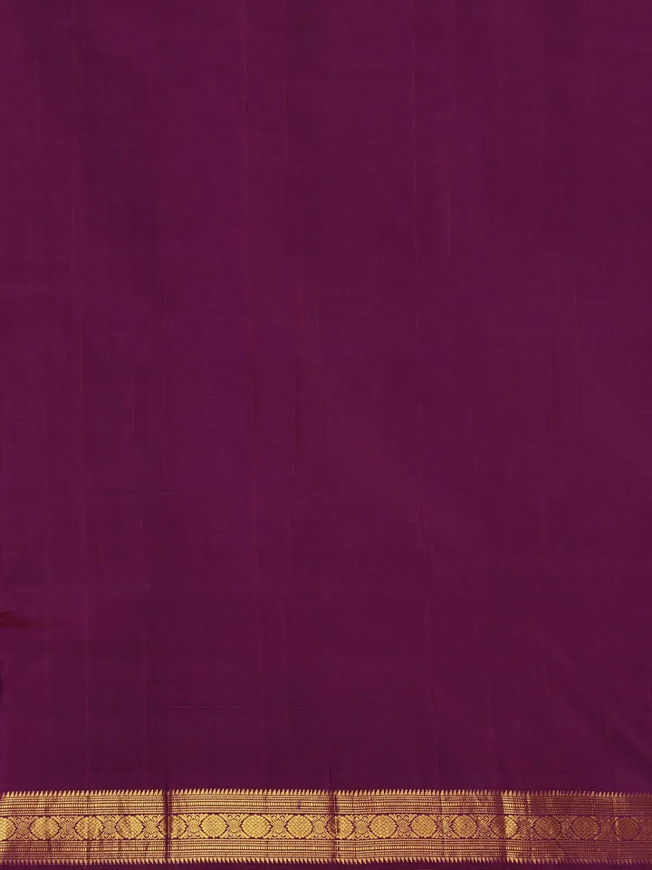 Purple Peacock Motifs Pure Kanchipuram Silk Saree - Diadem