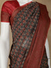 Dark Grey Floral Designed Chanderi Cotton Saree