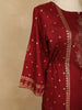 Dark Red Floral Designed Semi Silk Straight Cut Salwar Suit