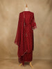 Dark Red Floral Designed Semi Silk Straight Cut Salwar Suit