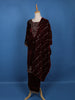 Dark Red Floral Designed Velvet Salwar Suit - Diadem