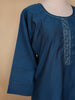 Blue Solid Casual Cotton Kurti - Diadem