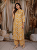 Mustard Yellow Floral Printed Design Cotton Straight Cut Salwar Suit