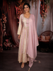 Soft Blush Pink Sequins and Zari Embroidered Design Tissue Silk Anarkali Salwar Suit with Dupatta