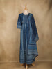 Dark Blue Abstract Designed Cotton Anarkali Salwar Suit