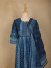 Dark Blue Abstract Designed Cotton Anarkali Salwar Suit