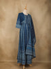 Dark Blue Abstract Designed Cotton Anarkali Salwar Suit