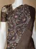Brown Floral Designed Chanderi Cotton Saree
